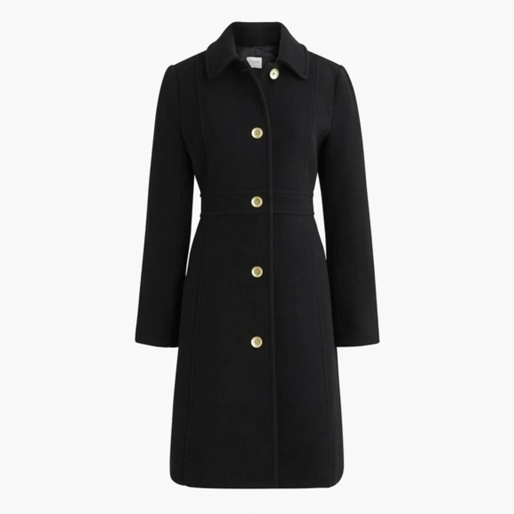 J Crew Wool-blend Lady Day Coat Black Size 10 AT107